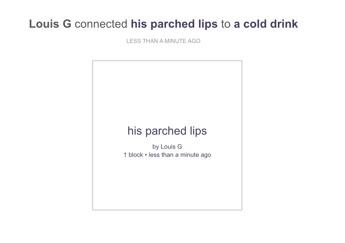 screenshot of an are.na post - Louis G connected his parched lips to a cold drink