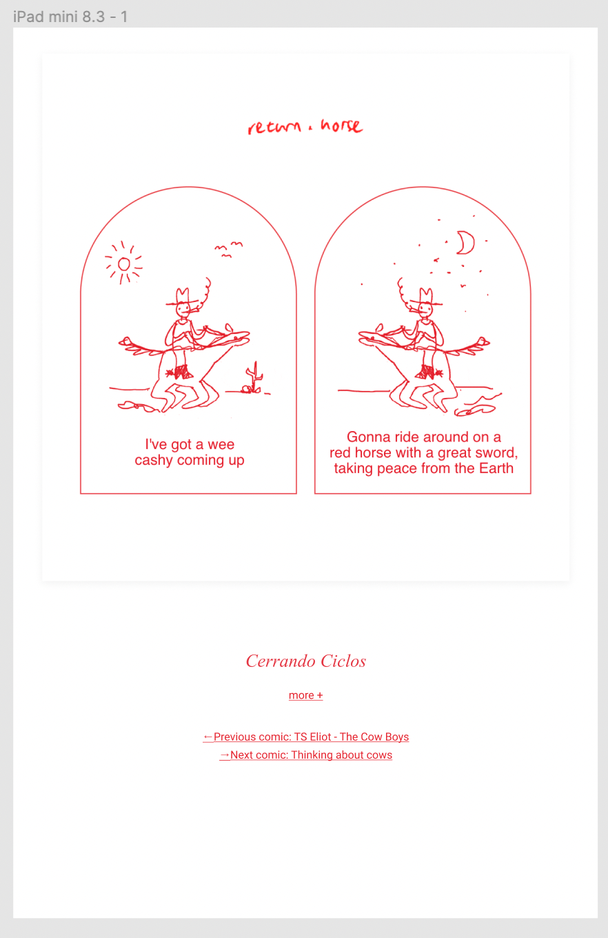 minimal white and red tablet designs for a return.horse website