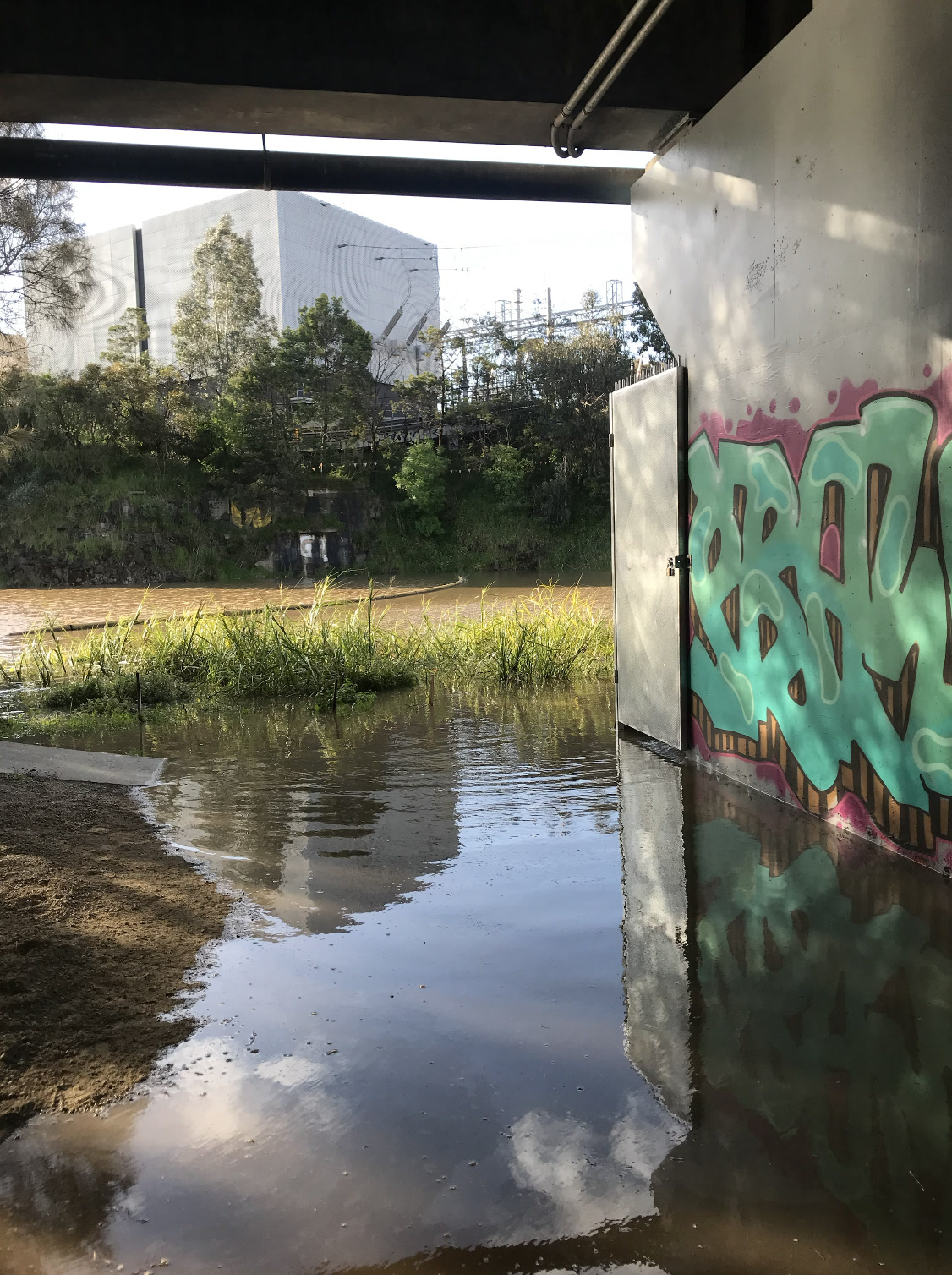 Burnley bouldering walls being flooded by the Yarra river