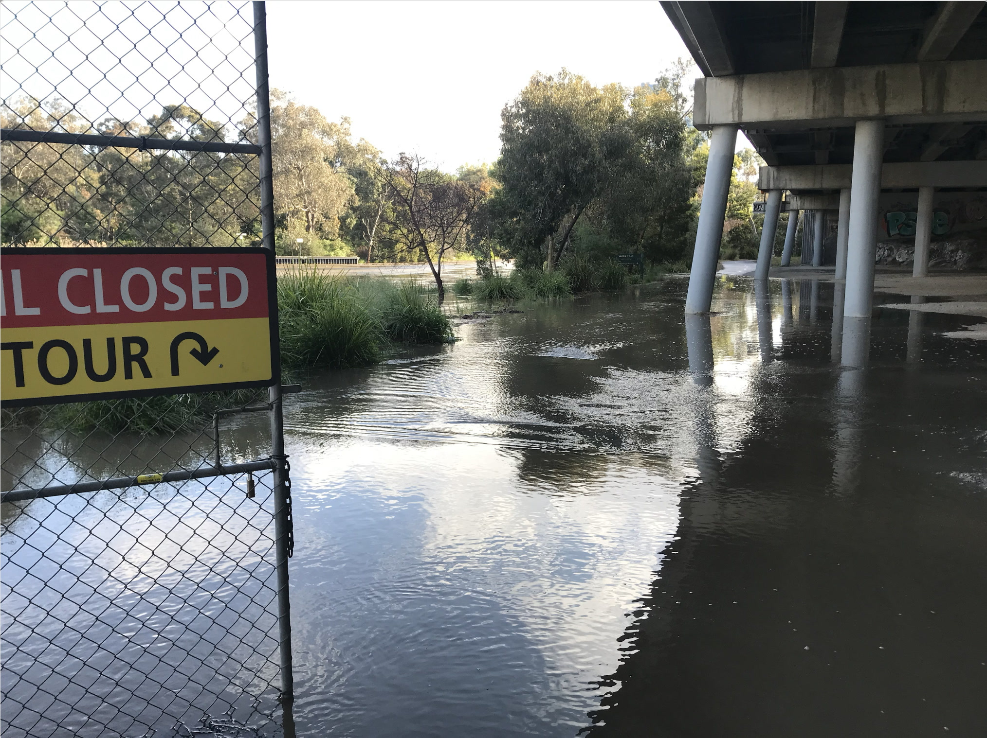 Burnley bouldering walls being flooded by the Yarra river