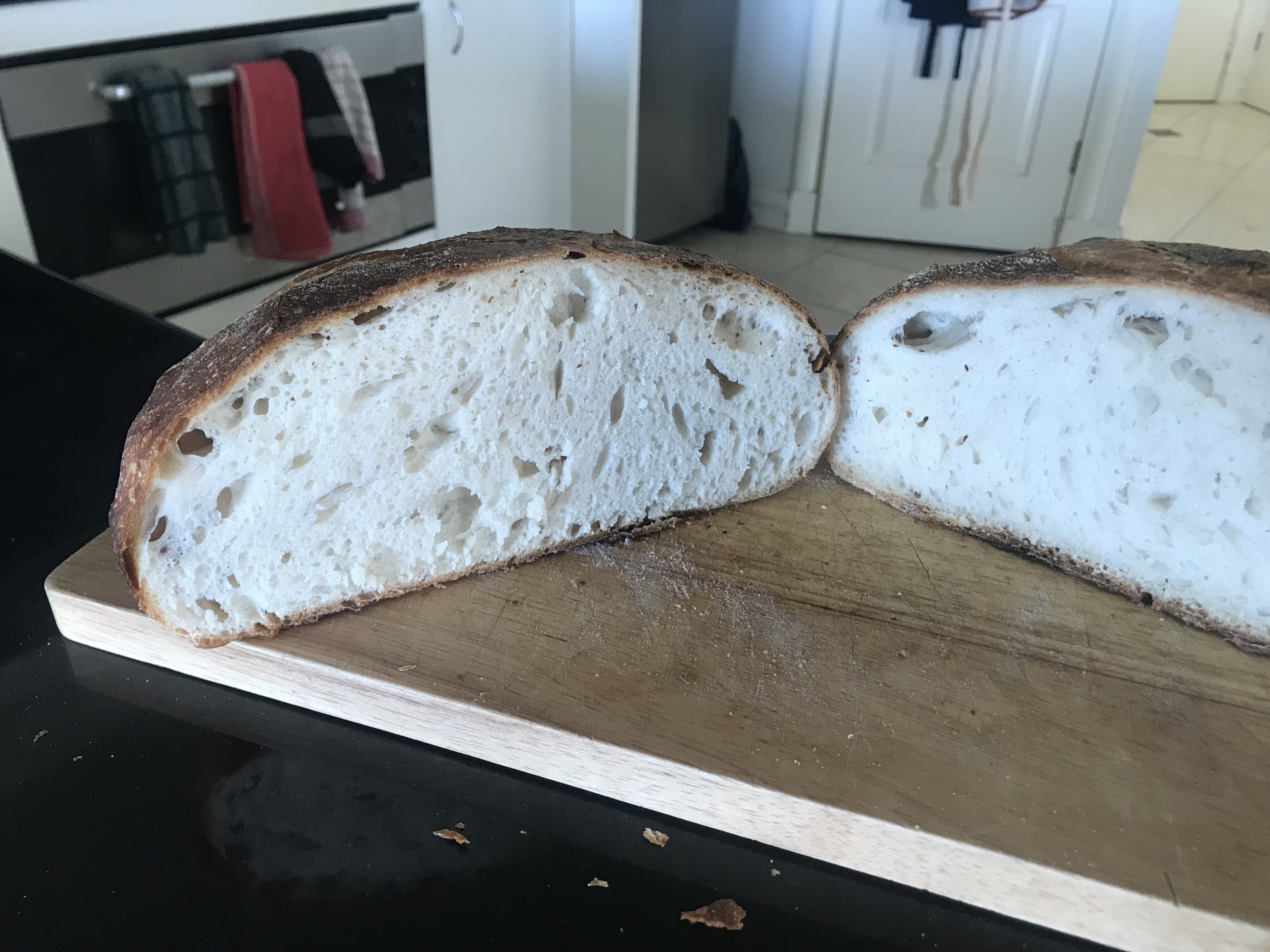 White bread, cut open