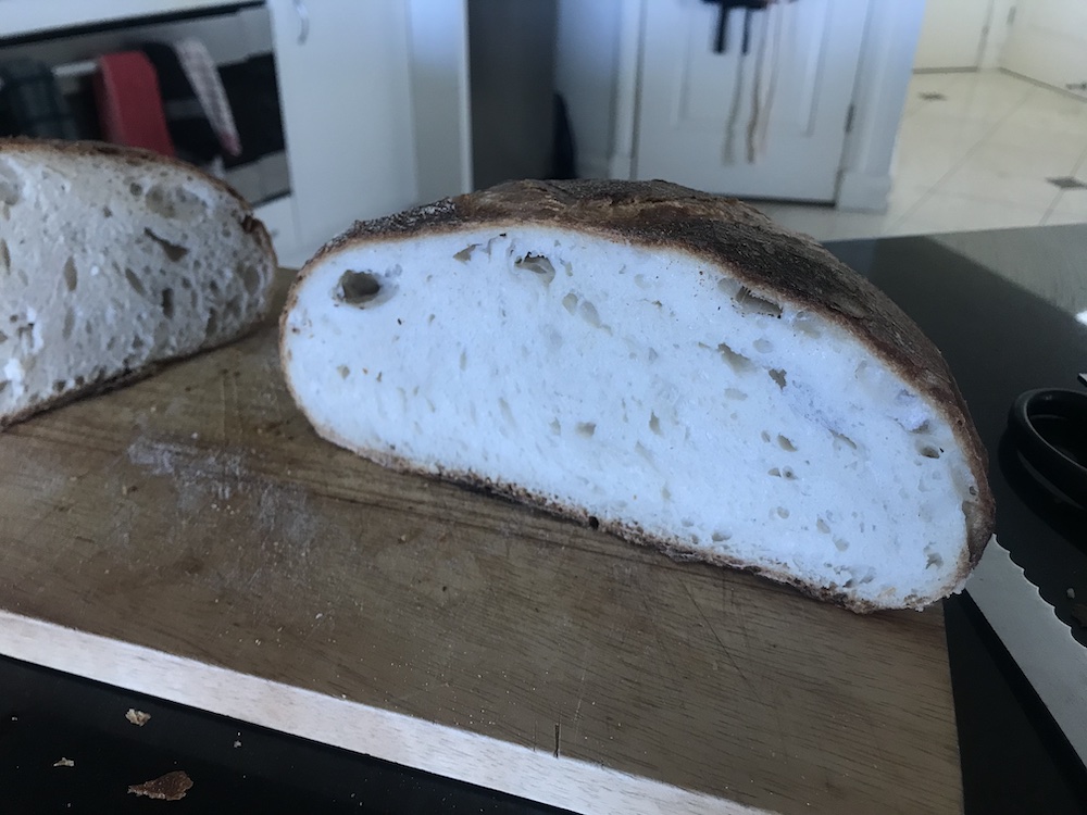 White bread, cut open