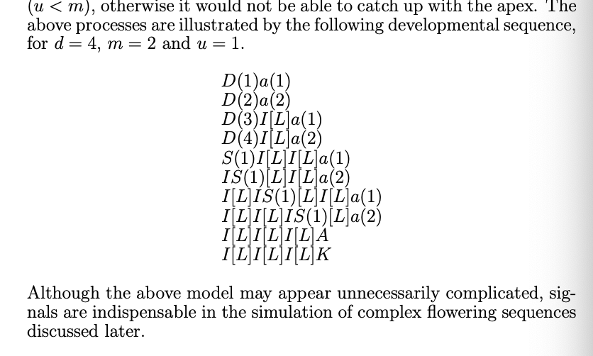 image shows a series of strings produced by an L-System